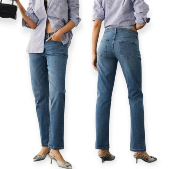 Anthropologie Pilcro Slim Boyfriend Fit Jeans Medium Blue Wash 27 - Picture 2 of 16